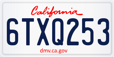 CA license plate 6TXQ253