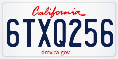 CA license plate 6TXQ256