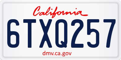 CA license plate 6TXQ257