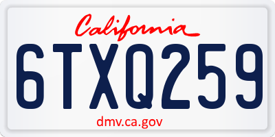 CA license plate 6TXQ259