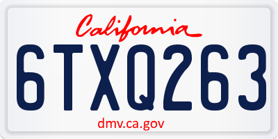 CA license plate 6TXQ263