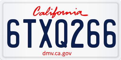 CA license plate 6TXQ266