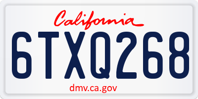 CA license plate 6TXQ268