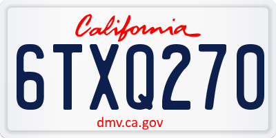 CA license plate 6TXQ270