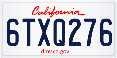 CA license plate 6TXQ276