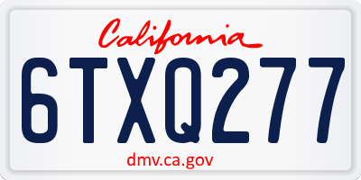 CA license plate 6TXQ277