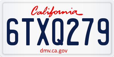 CA license plate 6TXQ279