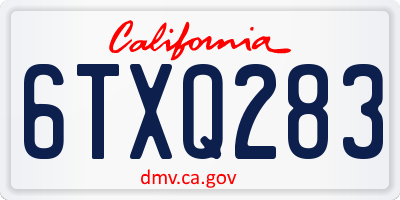 CA license plate 6TXQ283