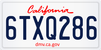 CA license plate 6TXQ286