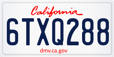 CA license plate 6TXQ288