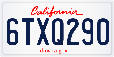 CA license plate 6TXQ290