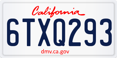 CA license plate 6TXQ293