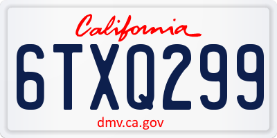 CA license plate 6TXQ299