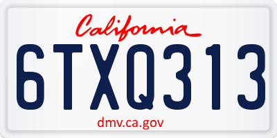 CA license plate 6TXQ313