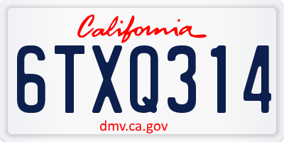 CA license plate 6TXQ314