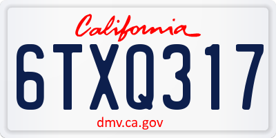 CA license plate 6TXQ317
