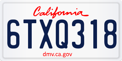 CA license plate 6TXQ318