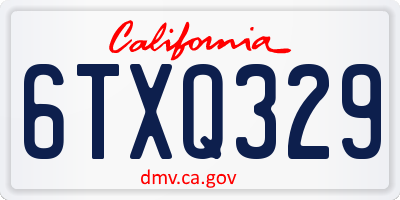 CA license plate 6TXQ329