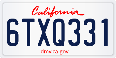 CA license plate 6TXQ331