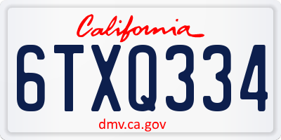 CA license plate 6TXQ334