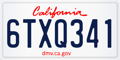 CA license plate 6TXQ341