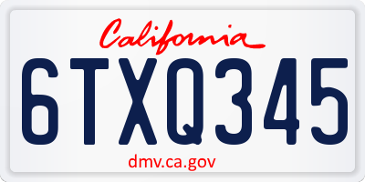 CA license plate 6TXQ345