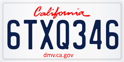 CA license plate 6TXQ346