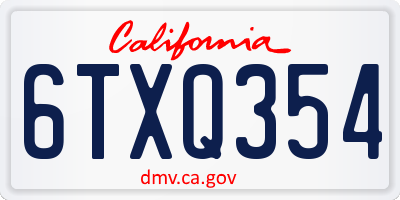 CA license plate 6TXQ354