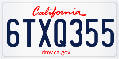 CA license plate 6TXQ355