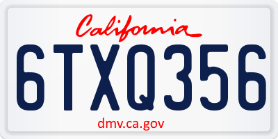 CA license plate 6TXQ356