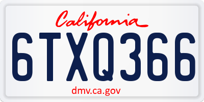 CA license plate 6TXQ366