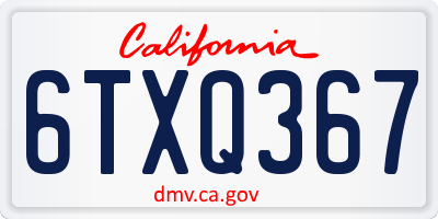 CA license plate 6TXQ367