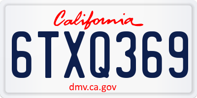 CA license plate 6TXQ369