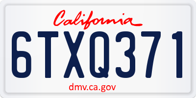 CA license plate 6TXQ371