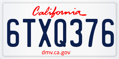 CA license plate 6TXQ376