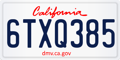 CA license plate 6TXQ385