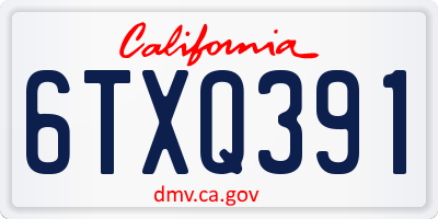CA license plate 6TXQ391