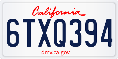 CA license plate 6TXQ394
