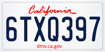 CA license plate 6TXQ397