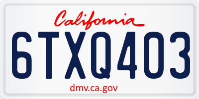 CA license plate 6TXQ403