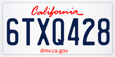 CA license plate 6TXQ428