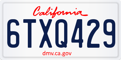 CA license plate 6TXQ429