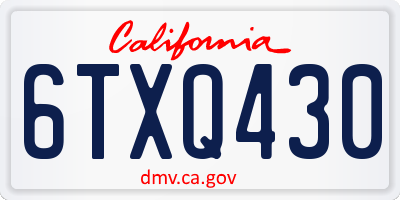 CA license plate 6TXQ430