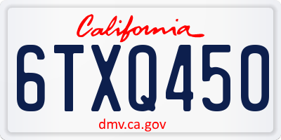 CA license plate 6TXQ450