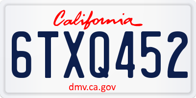 CA license plate 6TXQ452