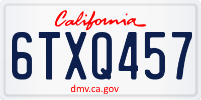 CA license plate 6TXQ457