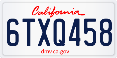 CA license plate 6TXQ458