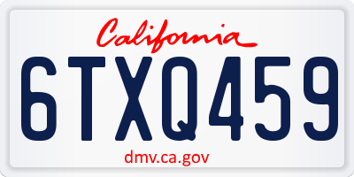 CA license plate 6TXQ459