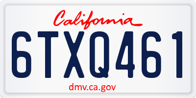 CA license plate 6TXQ461