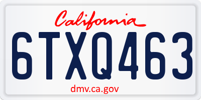 CA license plate 6TXQ463